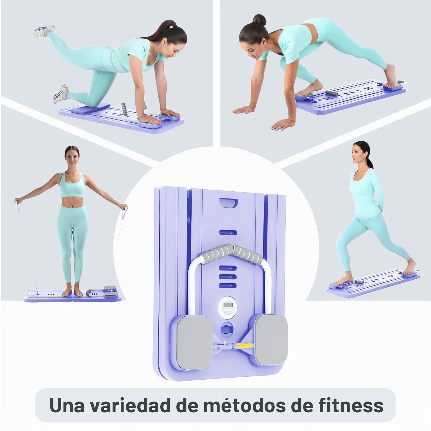 Pilates Board Reformer Plegable de Resistencia, Reformer Pilates Maschine Kit, Set Tabla Pilates, Mini Equipo de Fitness para Entrenamiento de Cuerpo Completo, Máquina de Pilates para Casa
