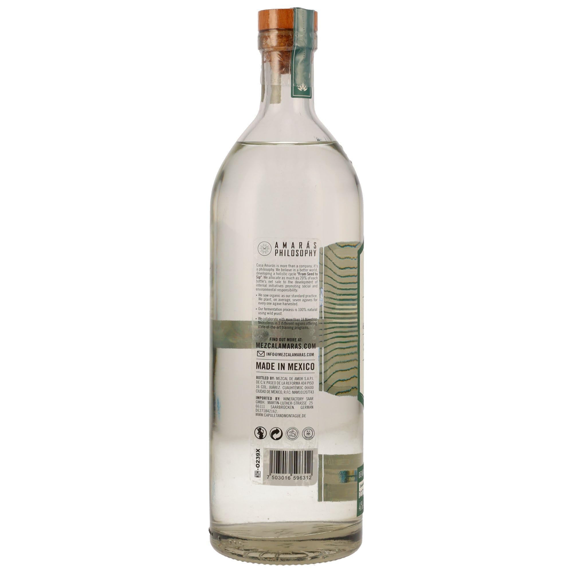 Mezcal Amarás | Cupreata | 700 ml | Aus süßen Cupreata-Agaven | In Handarbeit hergestellt | Mit überwältigend natürlicher Komplexität