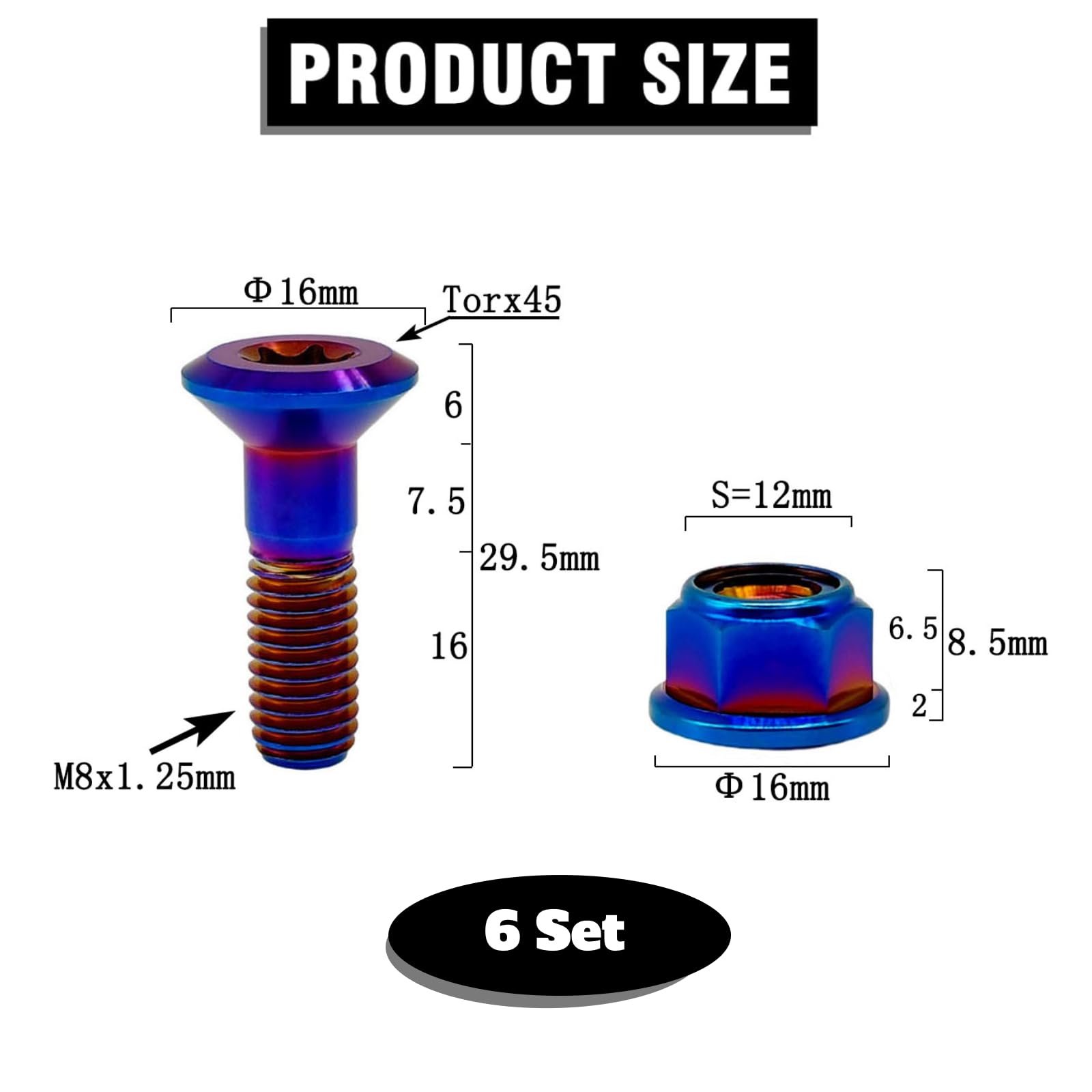Amazon.co.jp: RISON チタンスプロケットボルトとナット 6キット 