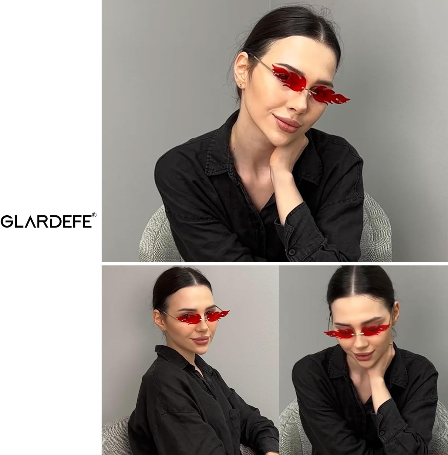 Fire Flame Sunglasses for Women - Rave Prom Party Sun Glasses Women - Halloween Festival Shades - Image 2