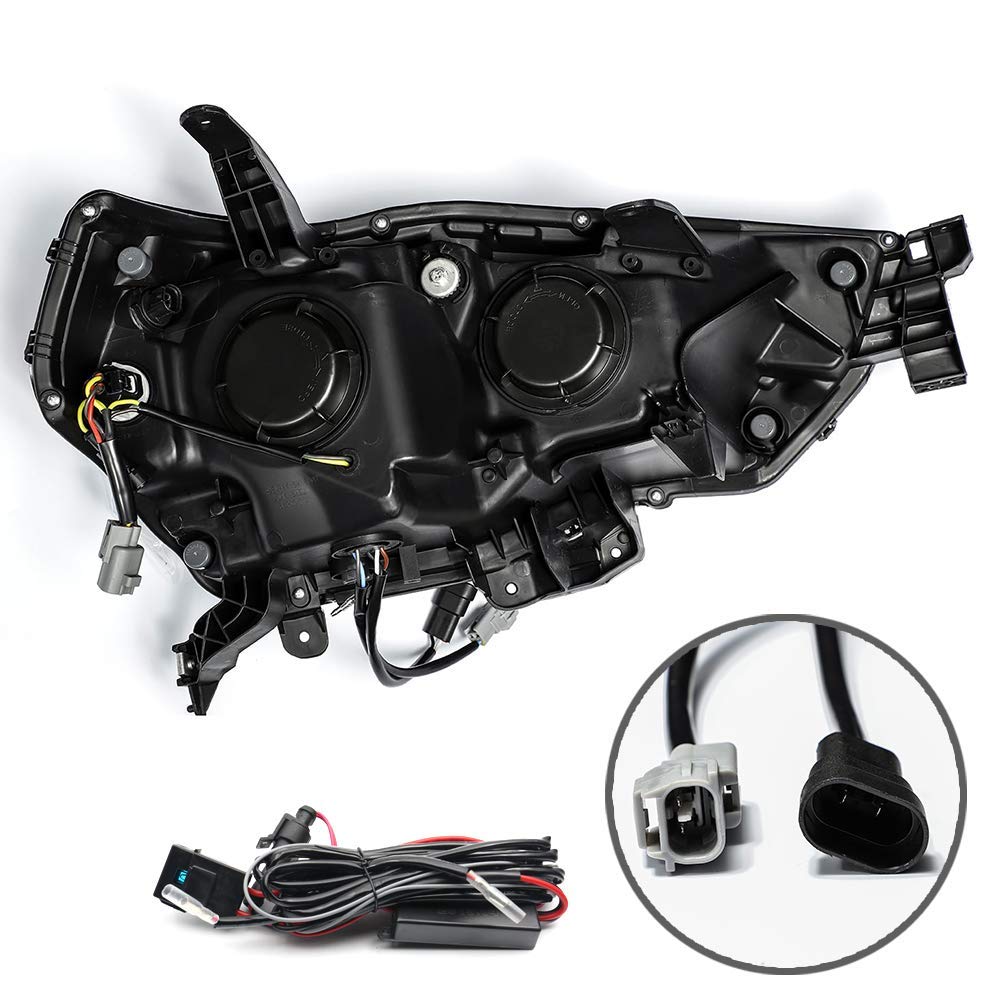 AlphaRex Polished Black Headlight Assembly with H7 LED Bulbs For 1420