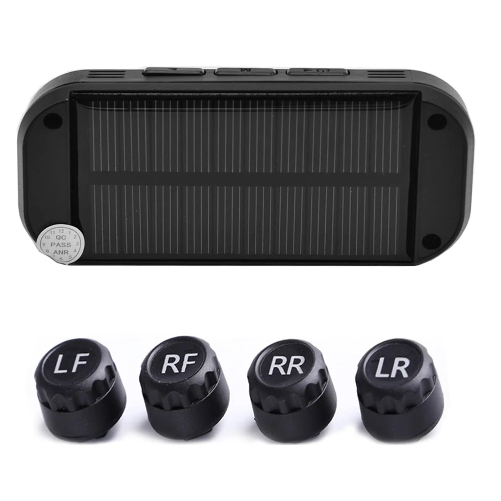 Monitoreo Presión Neumáticos TPMS para LCD Digital, Sistemas Alarma Seguridad para Automóviles, Sensor Externo Medidor Digital de Presión de Neumáticos(Black White Internal)