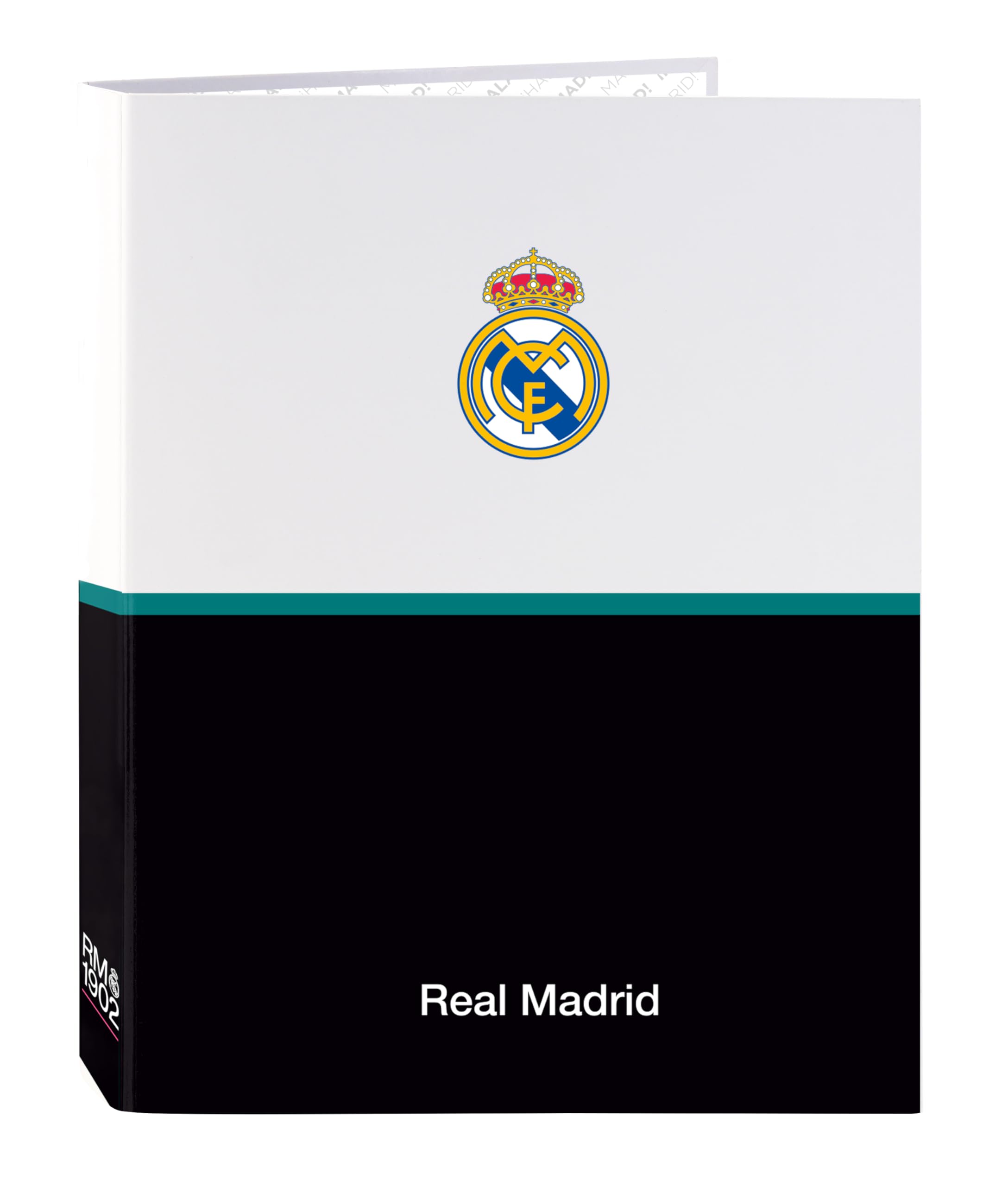 Real Madrid EQUIPACIÓN 26/27 – Folder with 4 Rings, Ideal for Children of Different Ages, Comfortable and Versatile, Quality and Resistance, 26.5 x 33 cm