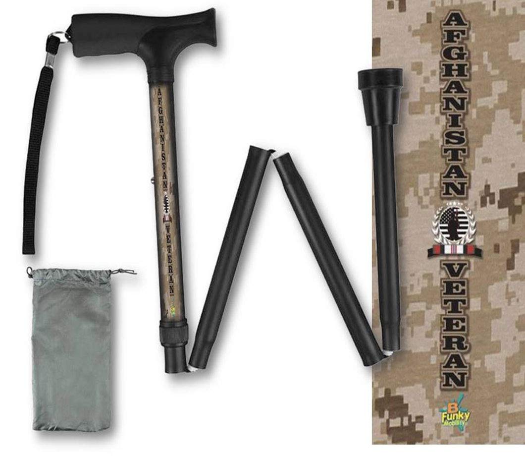 Folding Walking Cane Adjustable Veteran Military Afghanistan Travel Foldable BFunkyMobility