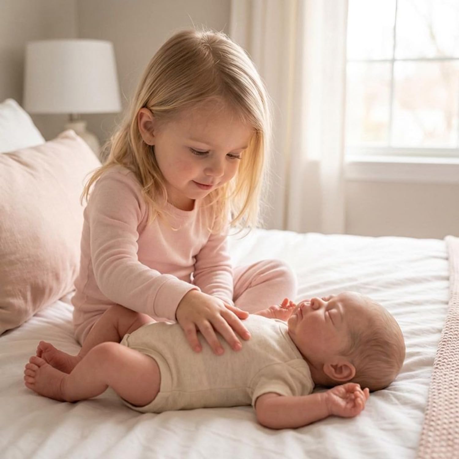 Lonian Reborn lalki – 40 cm, ręcznie wykonane, realistyczne lalki niemowlęce, miękki materiał z akcesoriami do zabawek, lalki Reborn jak prawdziwe dziecko (śpiące dziecko) (białe)