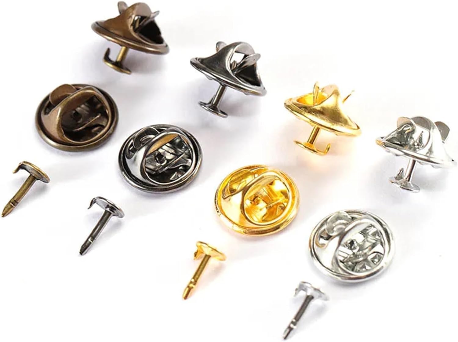 Brooch Pin Backs 800Pcs Metal Locking Pin Back Brooch Badge Holder Lapel Base for DIY Jewellery Material Making Supply Craft Accessories(Antique Bronze Pin)
