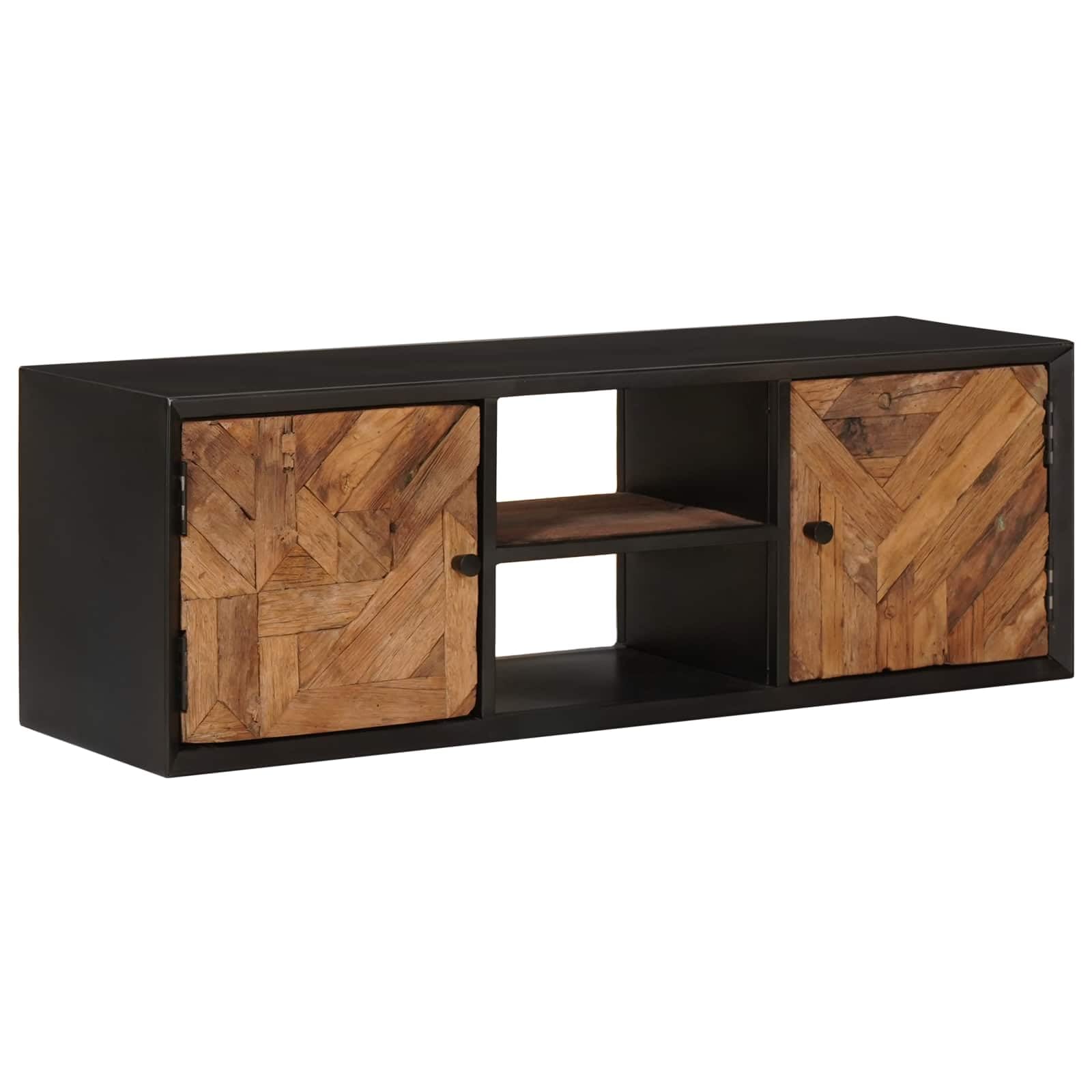 Szafka pod telewizor 105 x 30 x 35 cm lite drewno | Drewno z recyklingu, 2 przegródki, do salonu, wytrzymałe, do użytku wewnątrz pomieszczeń