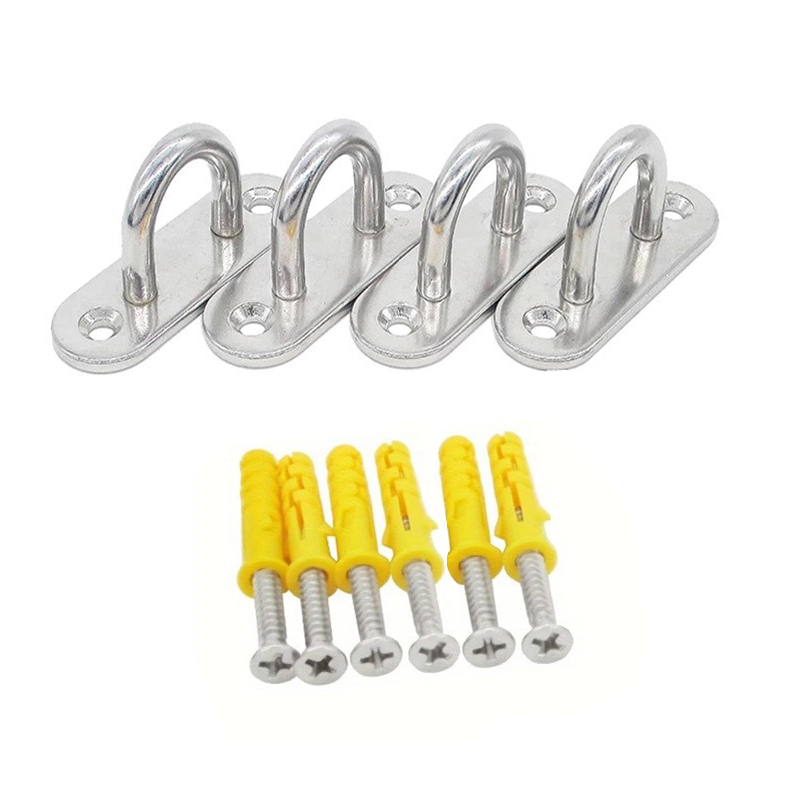 4Pcs Stainless Steels Pad Eye Plate Hook Heavy Duty Ceiling Hammock Hook Screw Eyes Marine Hardware Staple Eye Plate Hammock