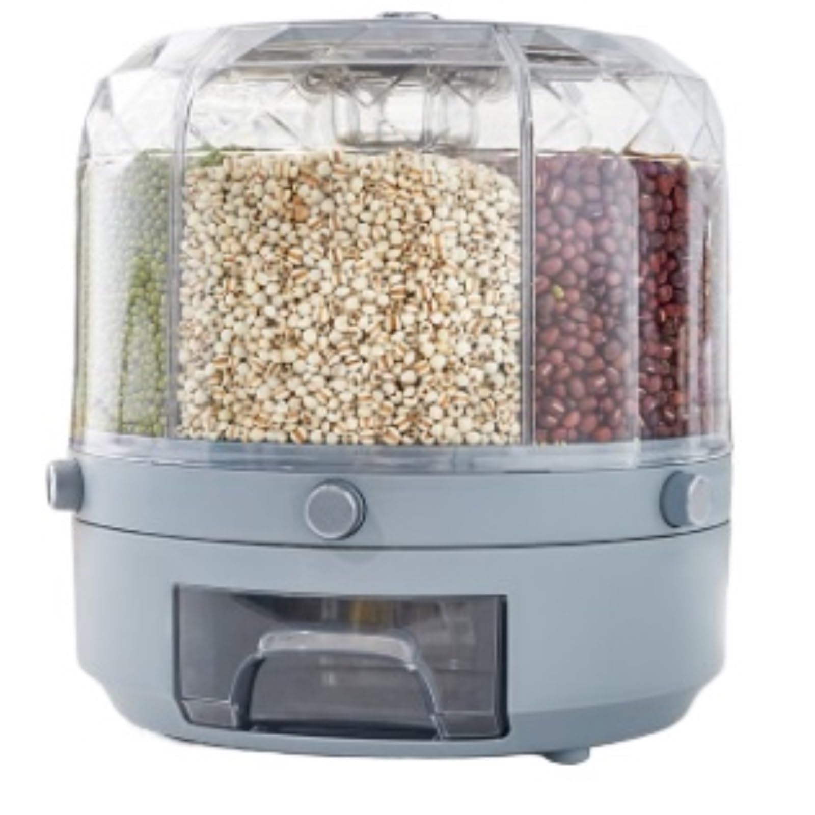 CVdrtyED Dry Food Cereal Dispenser Rotatable Rice Dispenser Separate Storage Box For Beans Grain 6 Grid Kitchen Container Pantry Rice Container(G)