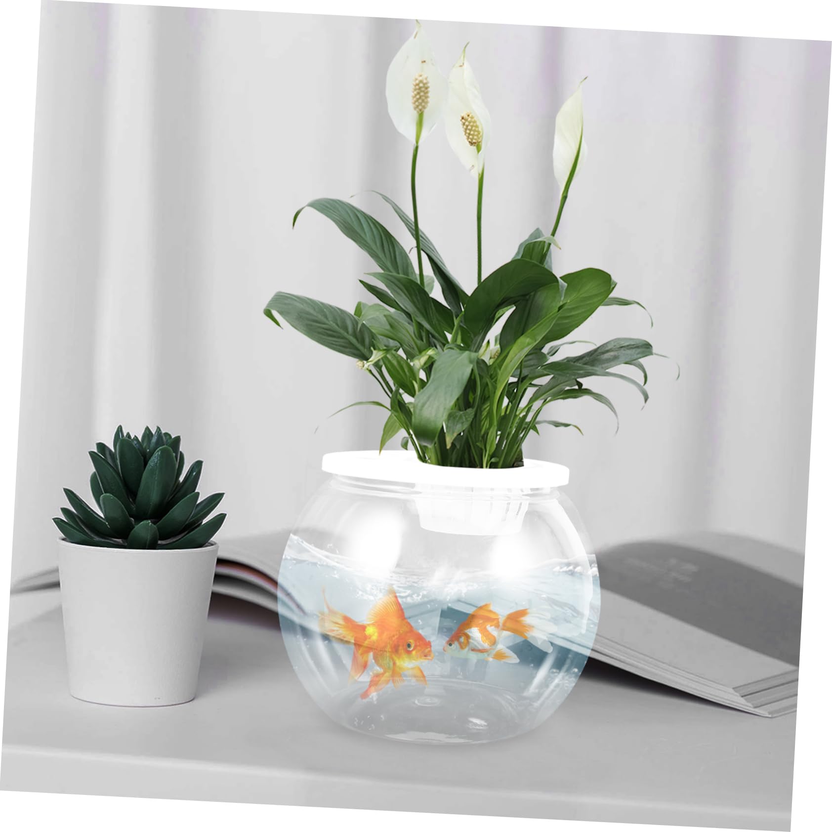 ibasenice Acquario Piccolo Per Pesci Boccia Per Pesci Multifunzione Acquario Da Tavolo Trasparente Vasca Per Betta Decorativa