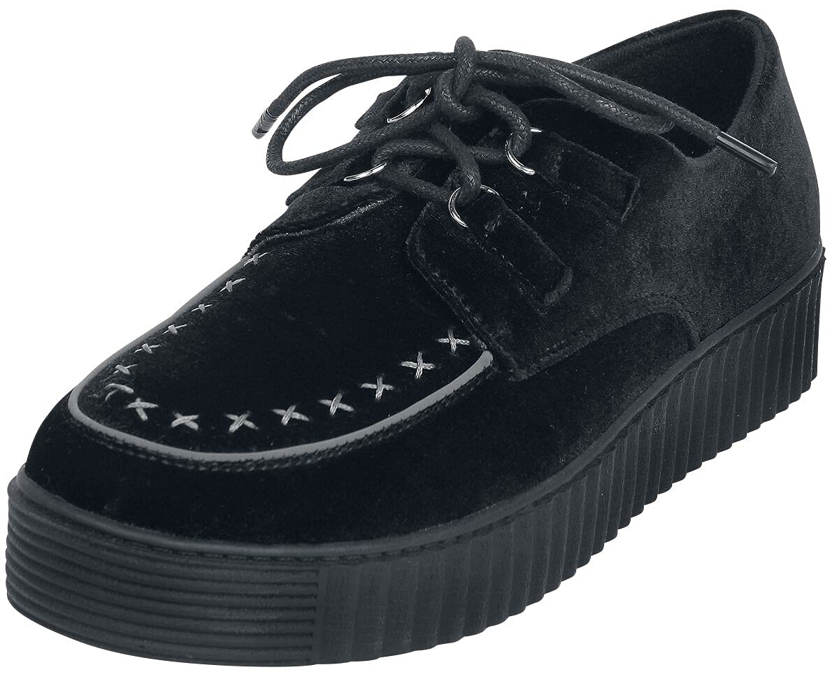 Gothicana by EMP Mujer Zapatillas Negras de Aspecto Aterciopelado