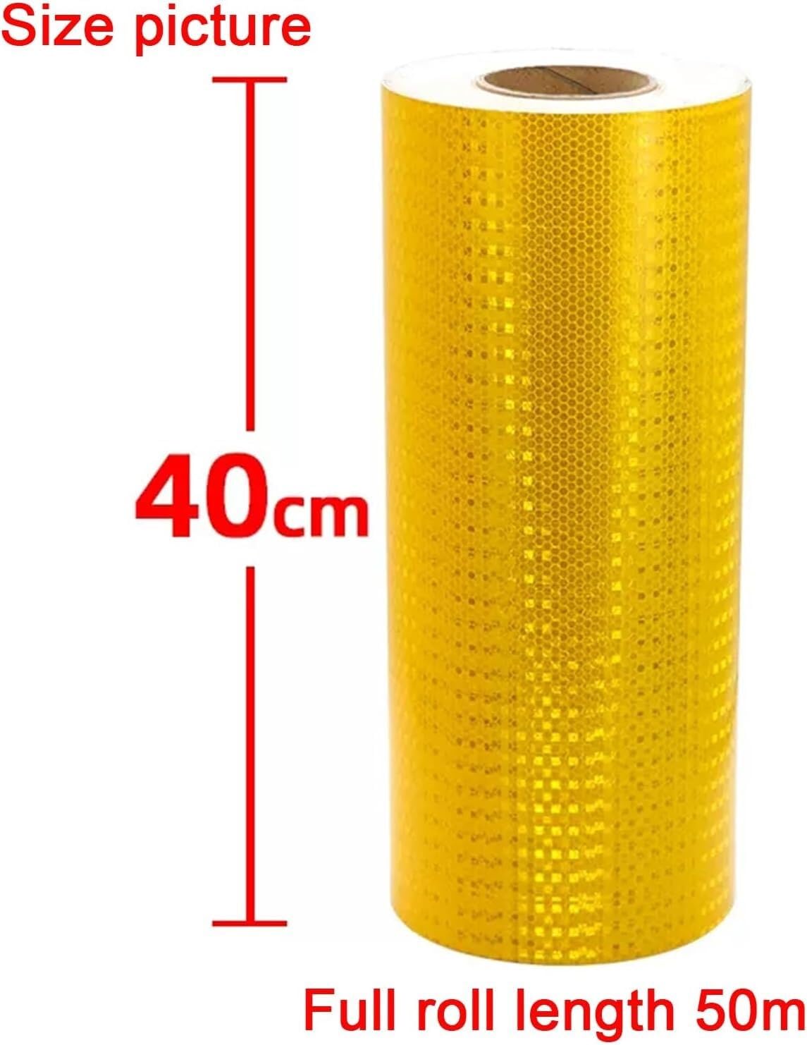 Taśma ostrzegawcza odblaskowa, Taśma ostrzegawcza odblaskowa, żółta, samoprzylepna, PVC, 50 metrów x 40 cm, 1 rolka