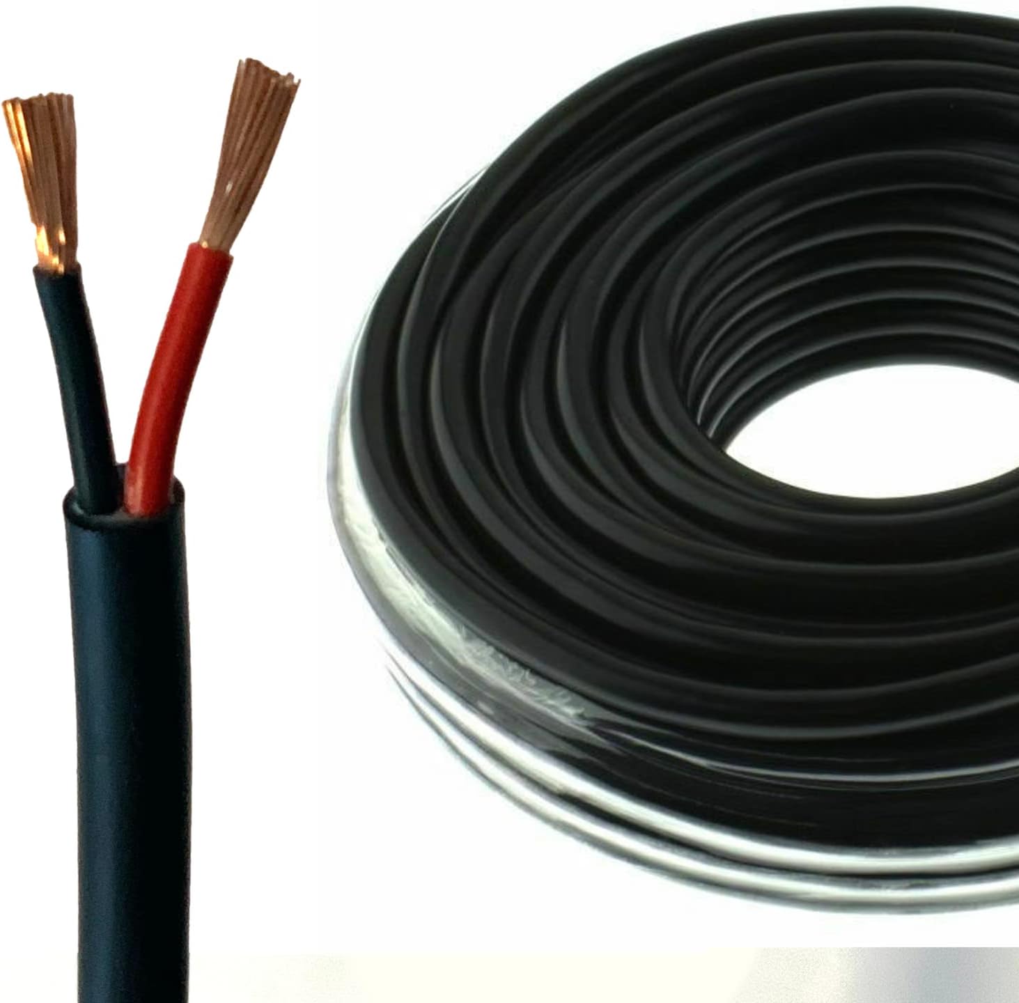electrosmart 2 Core Round Wall Twin Red/Black Copper 12V Flex Electrical Automotive Auto Boat Car Cable Wire (2mm / 25A, 50m)
