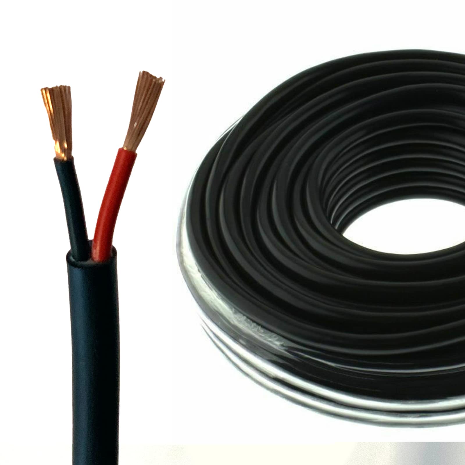 electrosmart 2 Core Round Wall Twin Red/Black Copper 12V Flex Electrical Automotive Auto Boat Car Cable Wire (2mm / 25A, 5m)