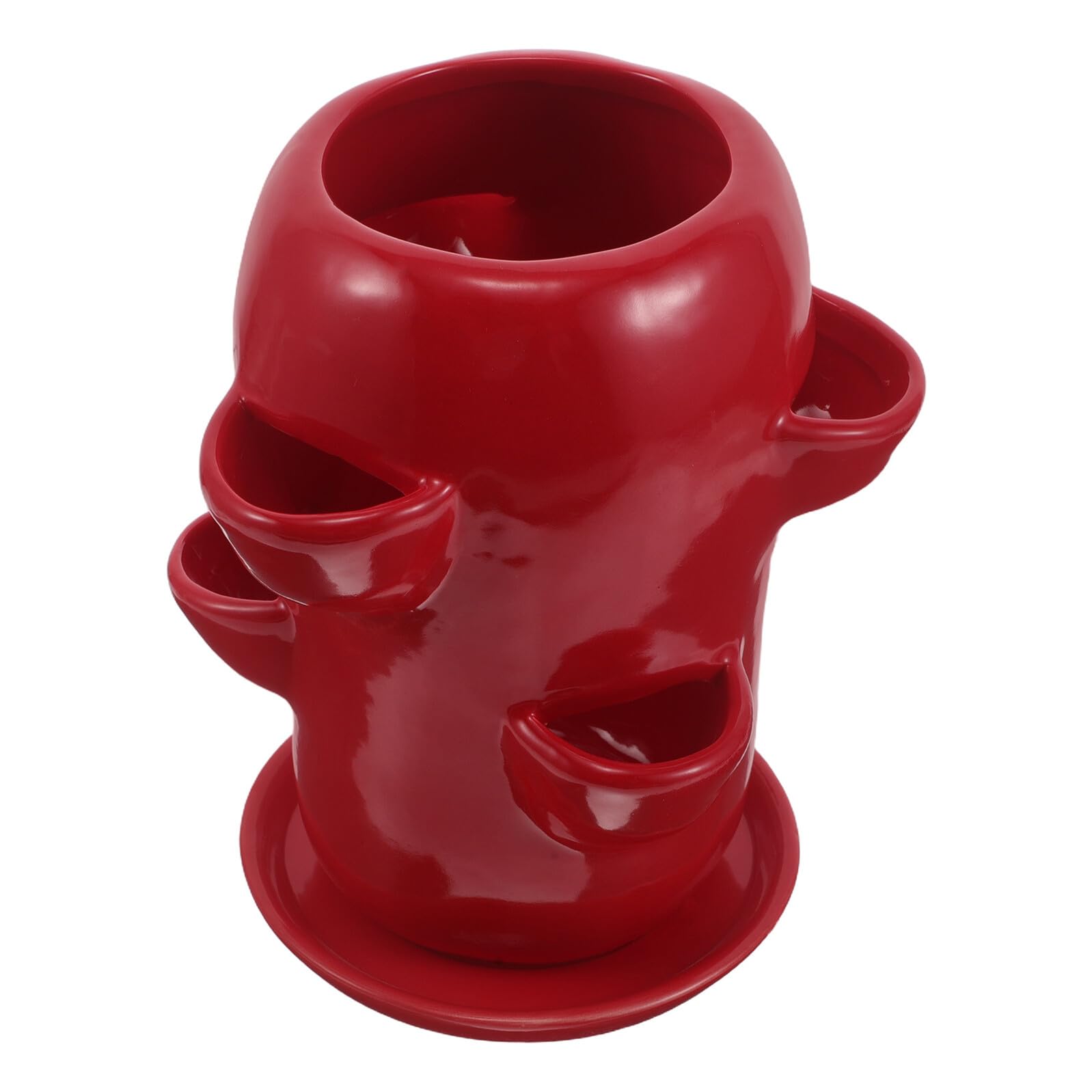 Ceramiczny Doniczka Jabłko z Podstawką Mała Doniczka z Otworami Lekki Ceramiczny Kwiatowy Pojemnik Do Storczyków i Sukulentów Elegancki Kwietnik Do Roślin Doniczkowych