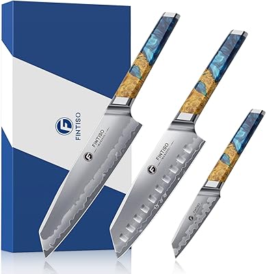 3PCS Kitchen Knife Set, Japanese Chef Knife Set with S35VN Powder Steel Core, Resin & Wood Handle, Ultra Sharp Knives Set for Meat, Vegetables, Fruits Ideal Gift