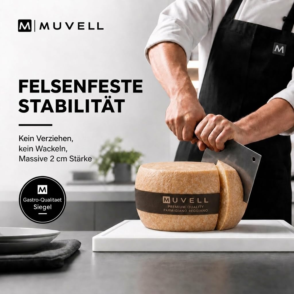 stabiles Schneidebrett Kunststoff | Weiß, 60x40x2 cm | Spülmaschinenfest, EXTRA dick, messerschonend | Farben & Größen auswählbar | HACCP Brot & Käse Küchenbrett | Schneidbrett mit Saftrille