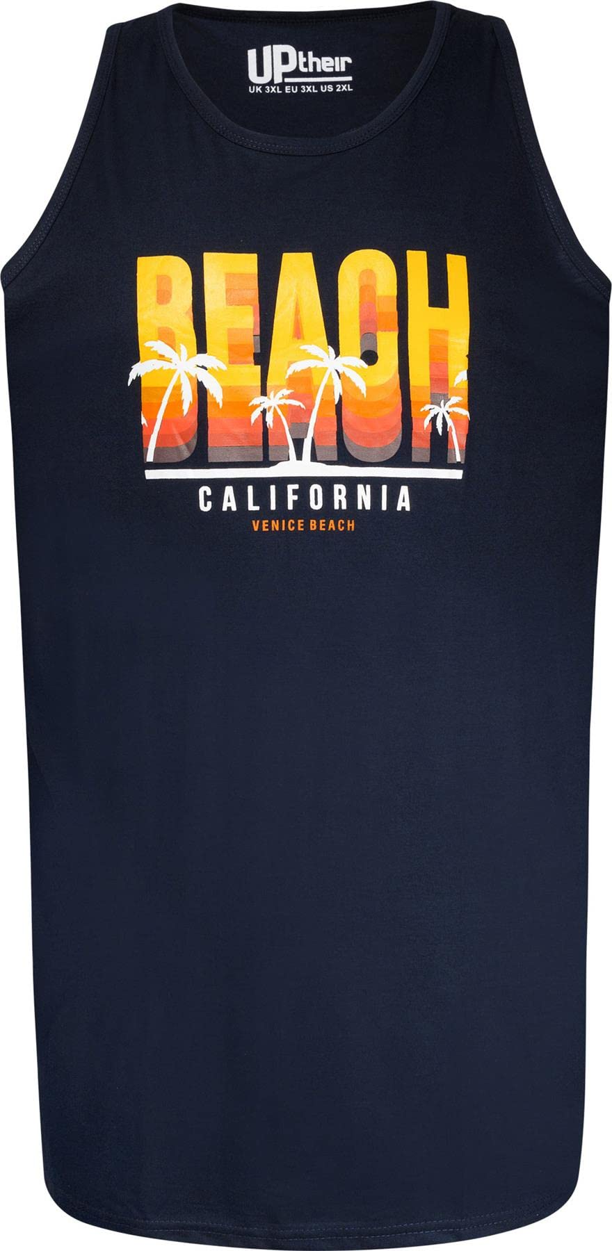 Uptheir Mens Tanner Tall California Beach Graphic Print Vest - Blue - 1XLT