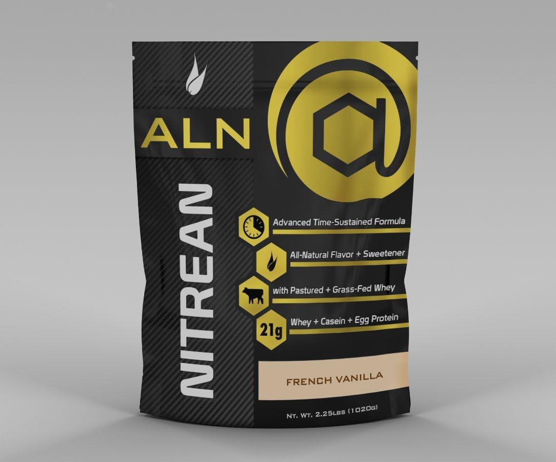 NITREAN French Vanilla Protein, advanced time-sustained formula, pastured and grass-fed whey protein, egg protein, casein protein, all-natural flavor and sweetener