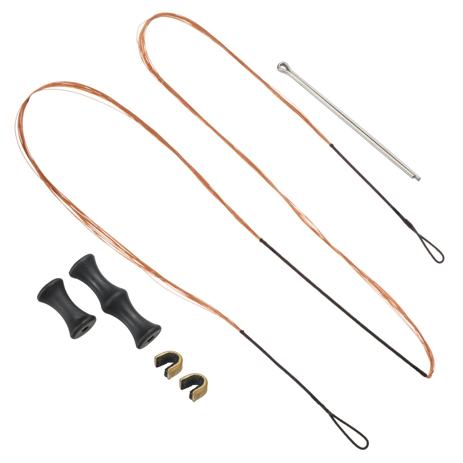 PATIKIL 61 Inch Bow String Replacement, Archery Bowstrings Accessories 12 Strands Bowstring with Finger Guard & 2 Brass Nock Points for Traditional Recurve Longbow, Black-Orange