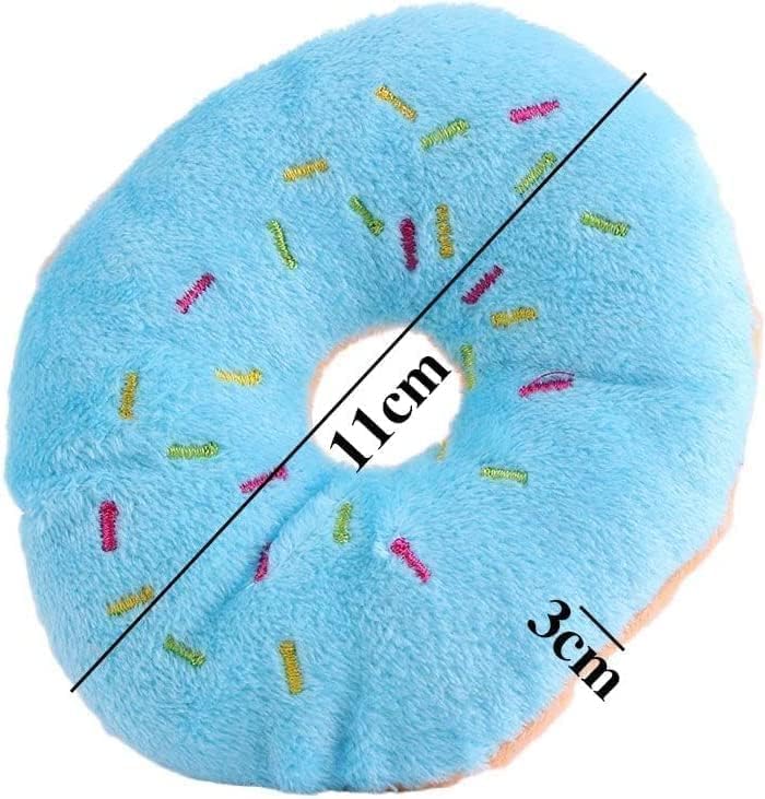 Clockjuan 1 x blaues Plüsch-Spielzeug in Donut-Form, quietschendes Spielzeug für Haustiere, Kauspielzeug, Blaubeere, quietschendes Plüsch-Hundespielzeug, Kauschutz-Technologie