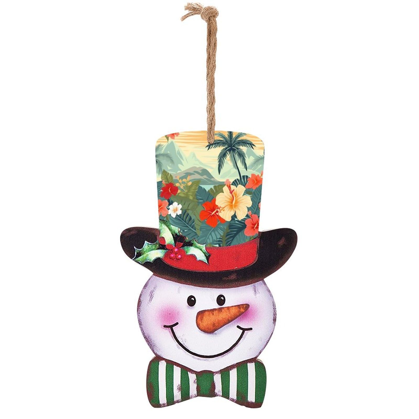 Décoration de Noël bonhomme de neige panneau bois suspendu