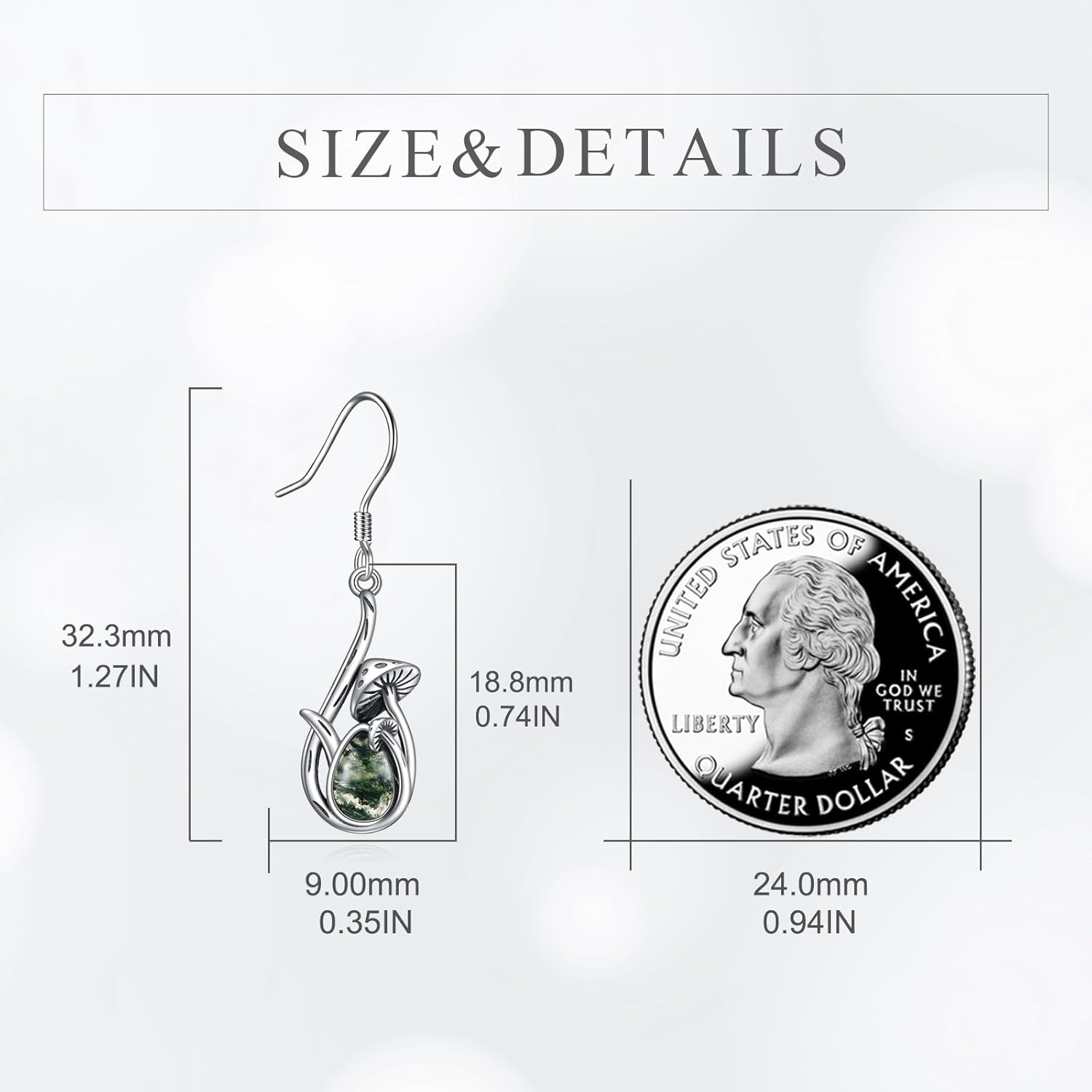 Mushroom Moss Agate Earrings for Women Sterling Silver Earrings Jewelry Gifts - Image 5