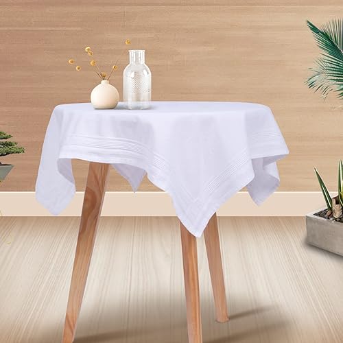 Louthiane Mantel cuadrado de lino de algodón blanco de 30 x 30 pulgadas lavable para comedor cafetería dormitorio boda fiesta y picnic