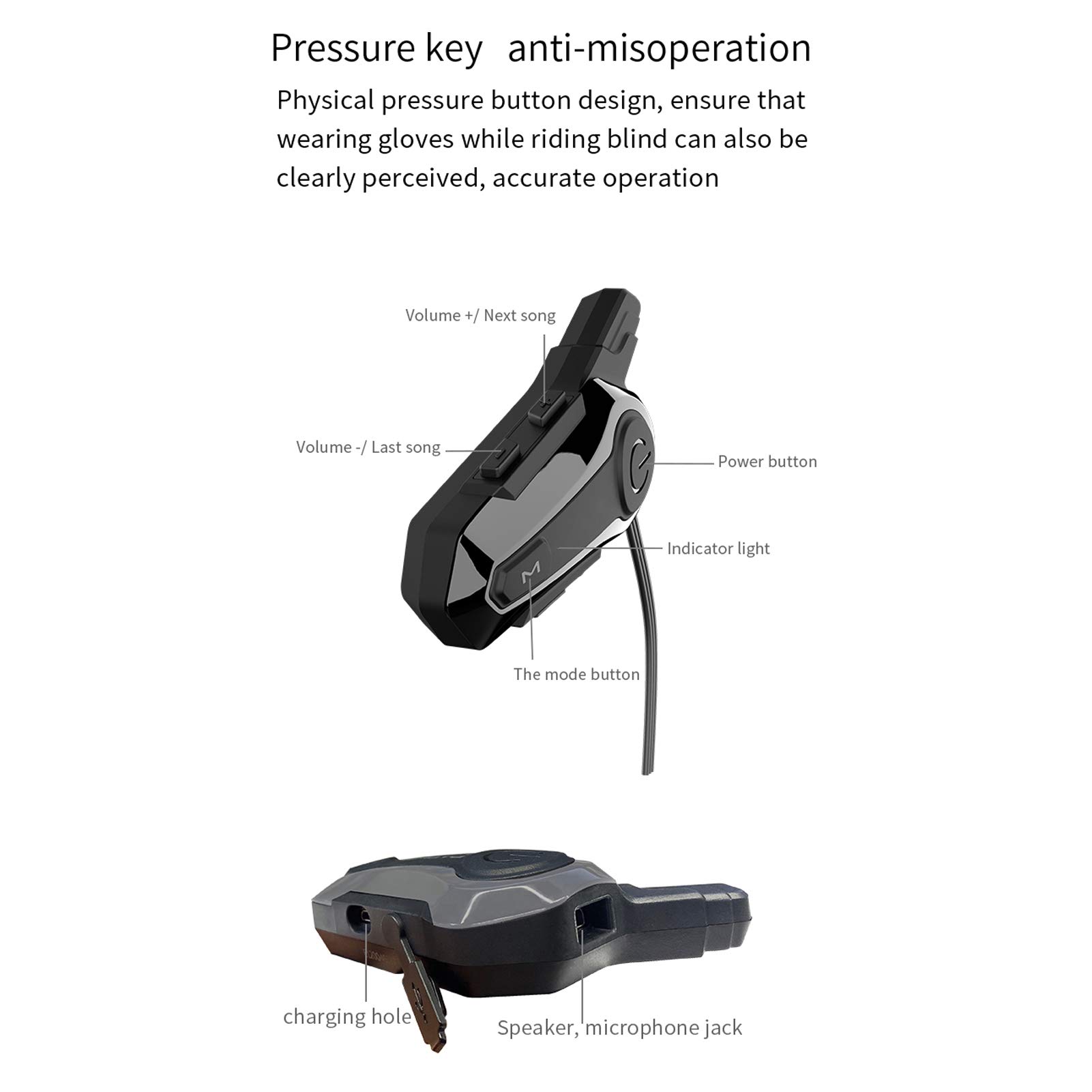 Interphone BT avec casque BT étanche système de communication universel pour moto tout-terrain ATV