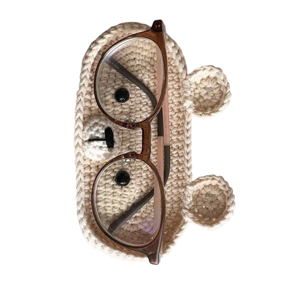 yanwuwa Handmade Crochet Animal Theme Glasses Holder Eyeglass Protective Storage Tray for Home Desk Spectacle Organizers