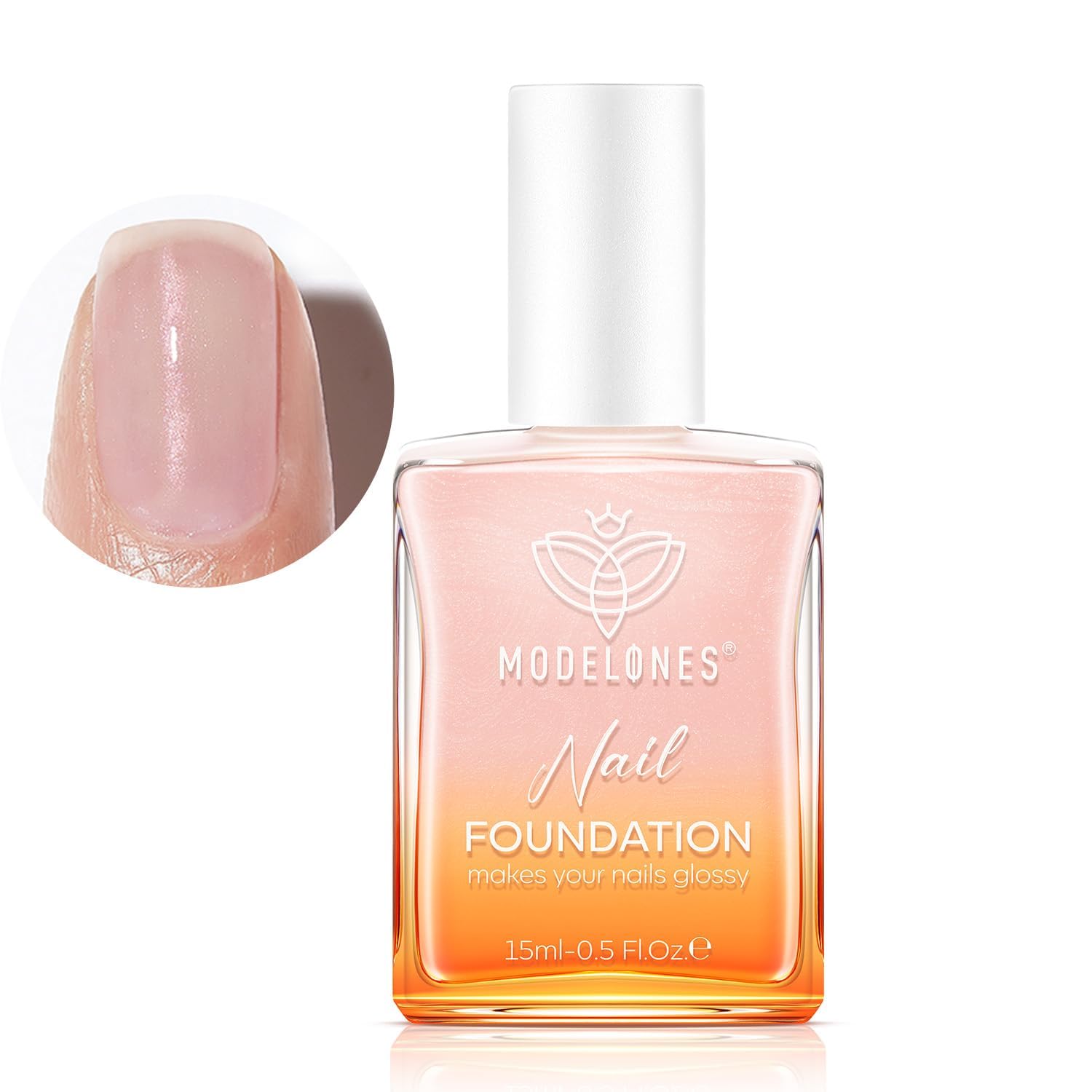 Modelones ネイル強化剤 15ml 虹彩ピンク ナチュラルコンシーラーポリッシュ ファンデーション機能 自然乾燥 傷んだネイル欠点隠し 女性ギフト ジェルネイル