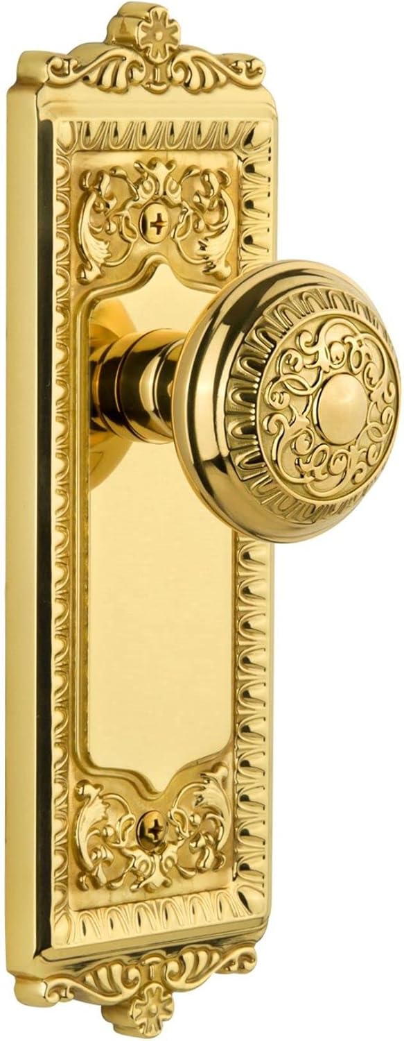 Grandeur Windsor Plate with Windsor Knob, Privacy - 2.375", Polished Brass