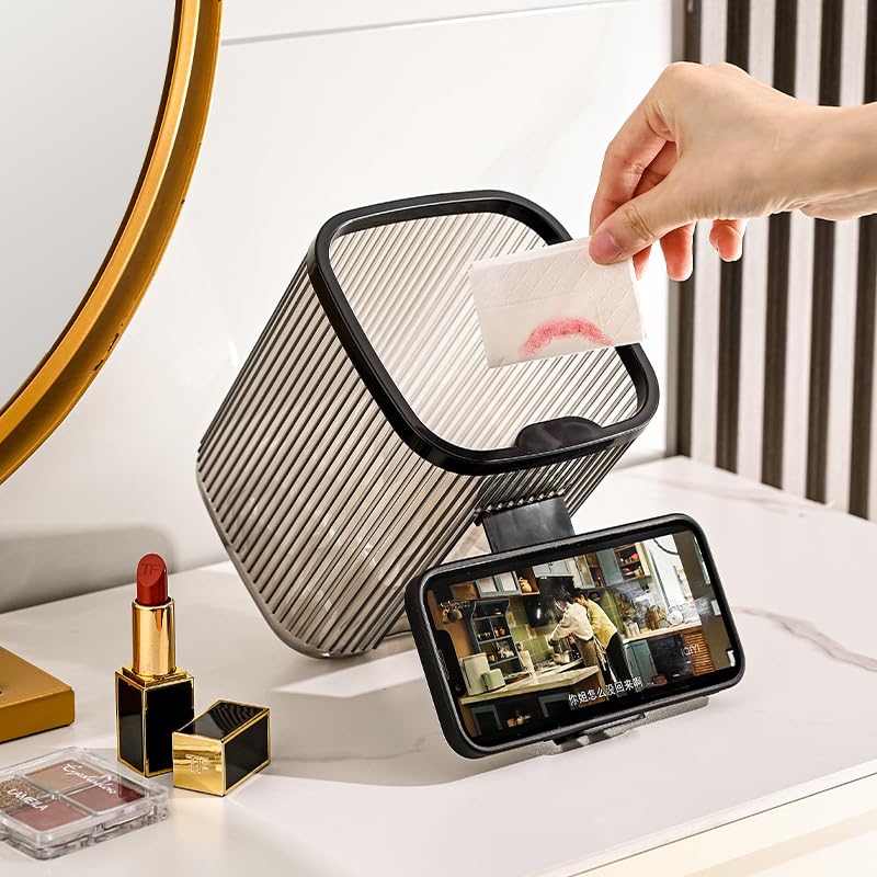 Miniatura 2 de Cubo de basura pequeño para escritorio, mini bote de basura para encimera, con soporte para móvil, material ABS ecológico, cubo de basura pequeño