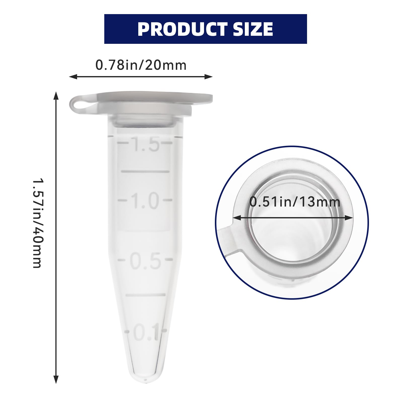 1,5 ml Mikrozentrifugenröhrchen von AyinLab - 500 Stück​​ Hochreine Polypropylen-Röhrchen mit auslaufsicheren Verschlusskappen und klarer Messskala
