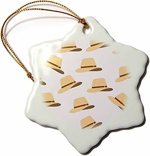 3d Rose Mago de Cute Fedora Sombreros en Toss Patrón Copo de Nieve Ornamento De Los Hombres, 3"