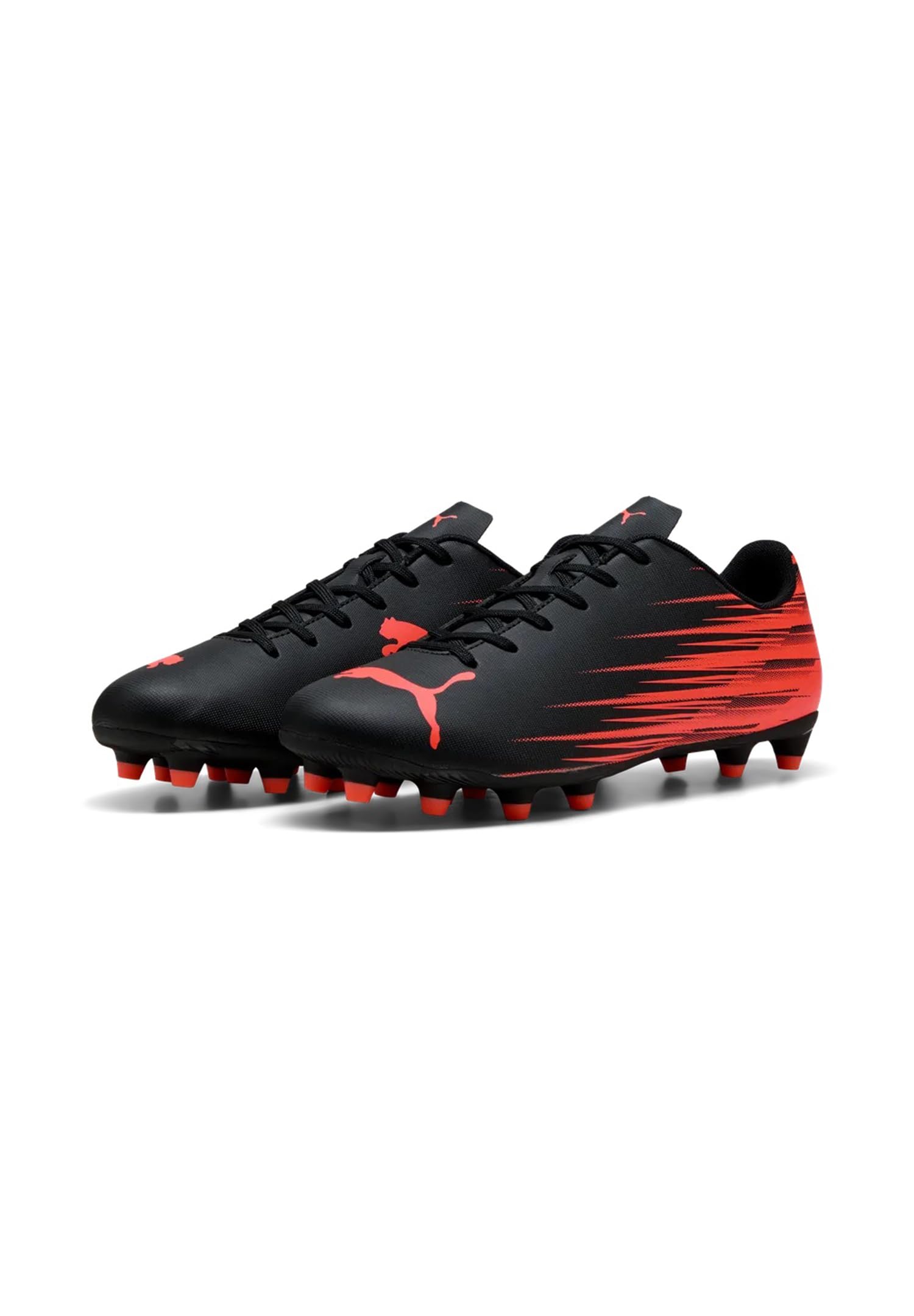 PUMA Men's ATTACANTO II Firm Ground/Artifical Ground Football Boots, PUMA Black-Glowing Red, 8.5 UK