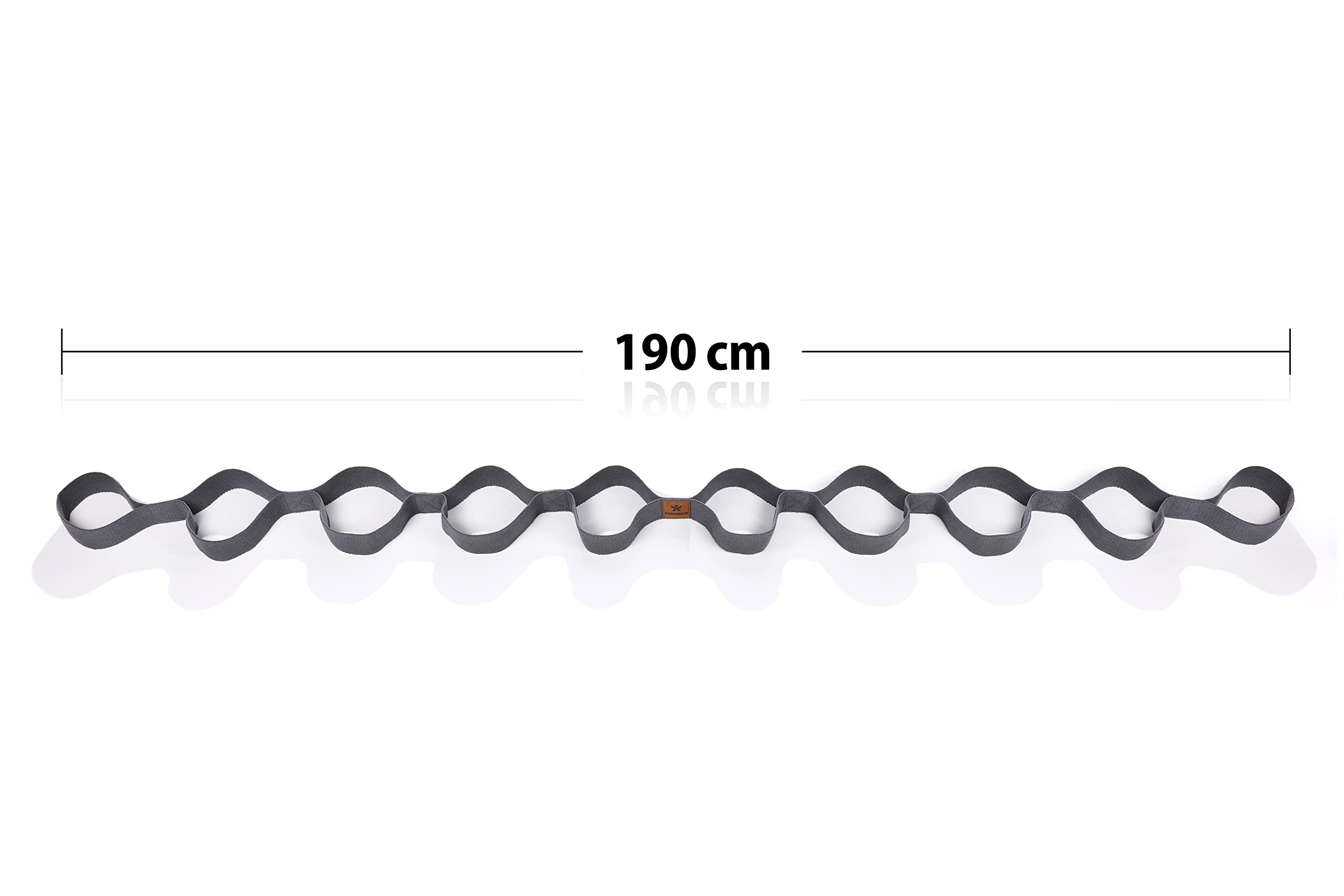 BODYMATE Fascia elastica con 10 passanti, lunghezza totale circa 190 cm, larghezza 3,8 cm, in 100% cotone naturale
