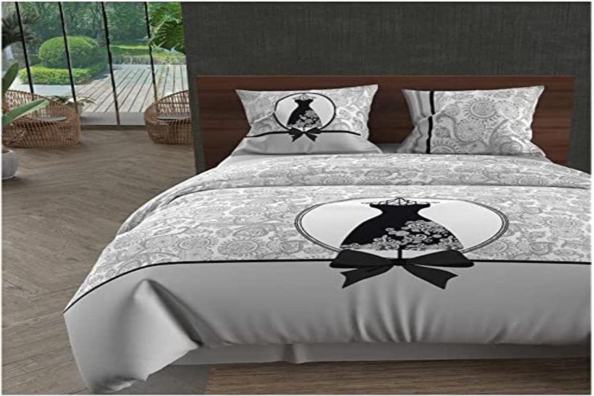 Parure Housse De Couette 140x200 Cm LISA Blanc 57 Fils/ Cm2, Par Soleil Ocre 91911798