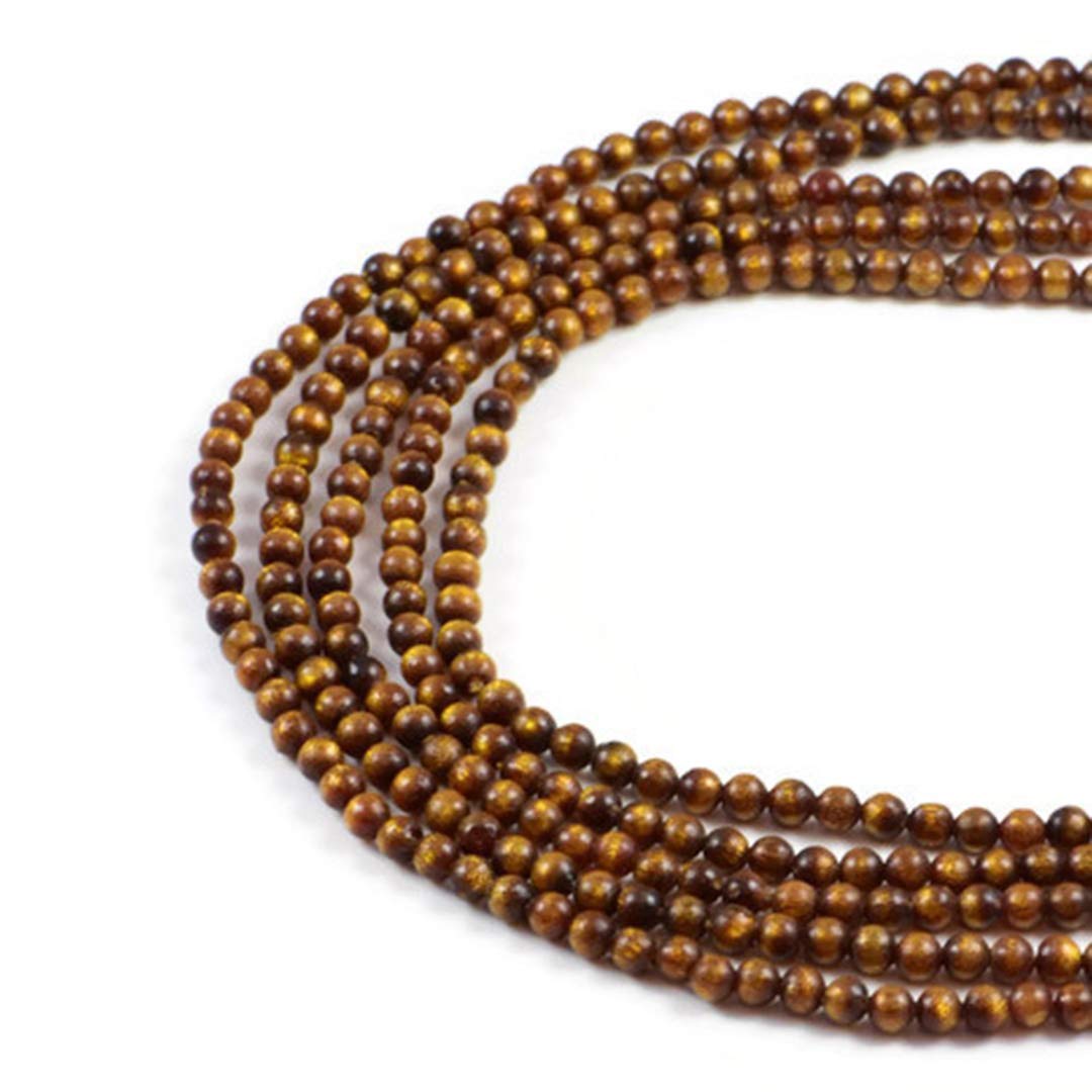AqBeadsUk Semi Precious Beads Premium Genuine Semi Precious Beads Gold Coral 4mm Round 15" Strand Beads for Jewellery Making — image 1
