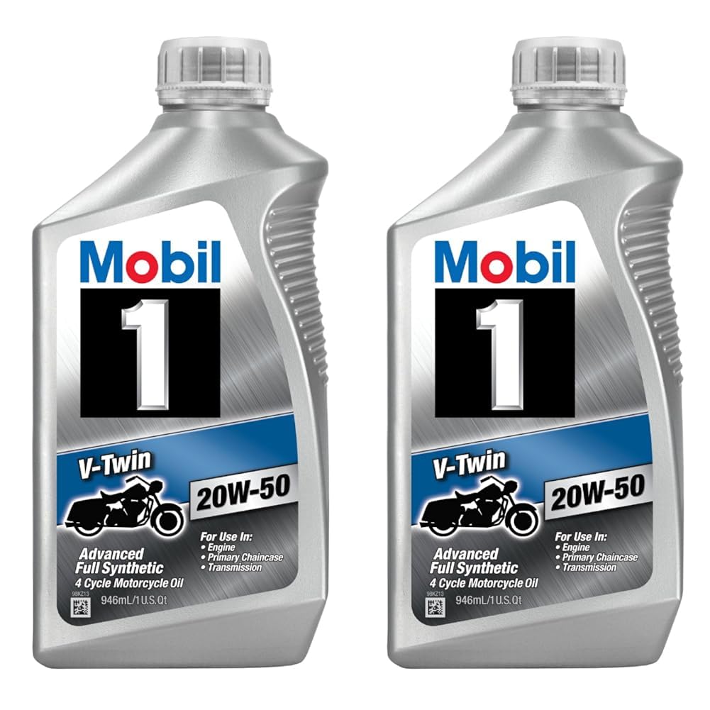 Mobil 1 96936 20W-50 V-Twin Synthetic Motocycle Motor Oil - 1 Quart (Pack of 12)