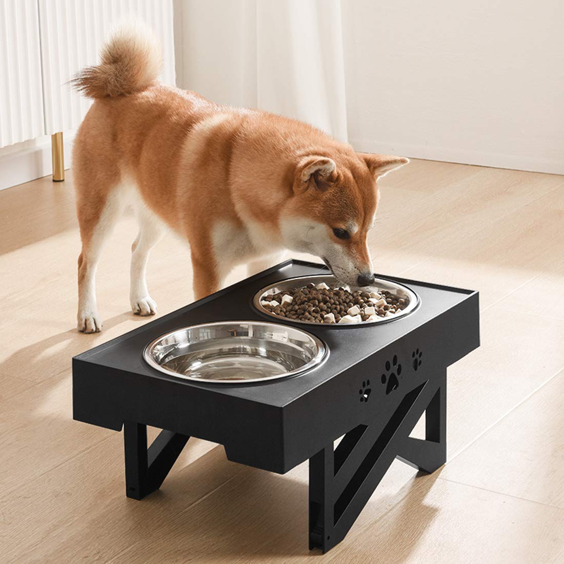 Idepet Raised Dog Bowl,Dog Bowls on Stands,Adjustable Height Dog Bowls
