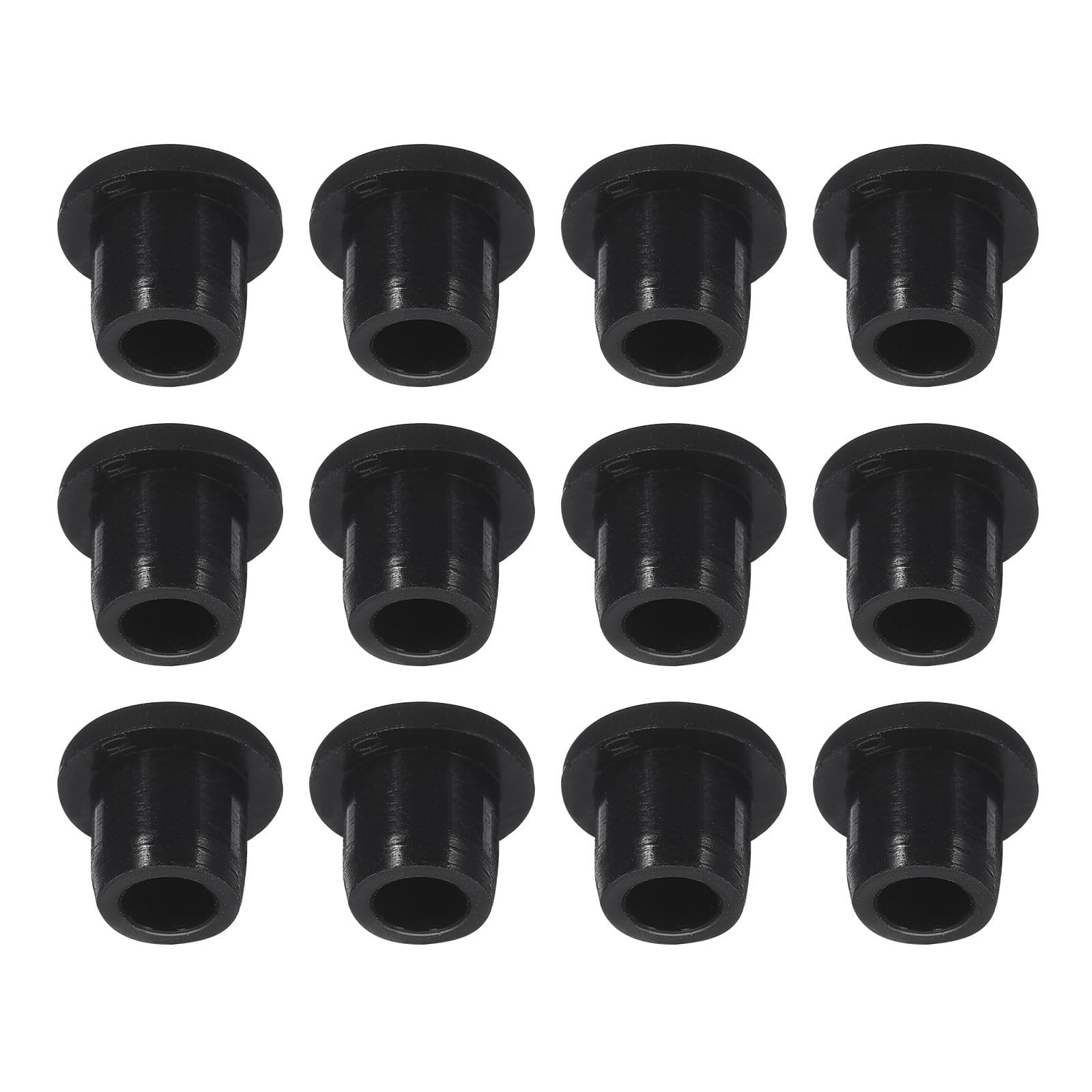 TA-VIGOR Silicone Hole Plug, Waterproof Rubber Stoppers Button Plugs, Round Bungs Hole Sealing Cover Tube Pipe End Caps for 10mm / 0.39" Holes Bottle Pipes, Black 12 pcs