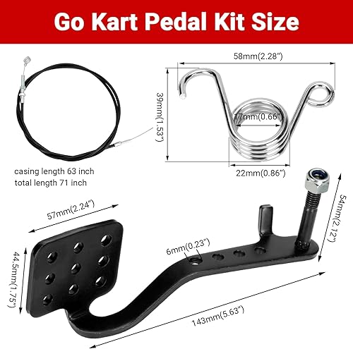Miniatura 6 de GREHUA Pedales de acelerador de freno de 71 pulgadas con kit de muelles de retorno para Road Rocket Azusa Fun Kart Radio Flyer Carter Go Kart