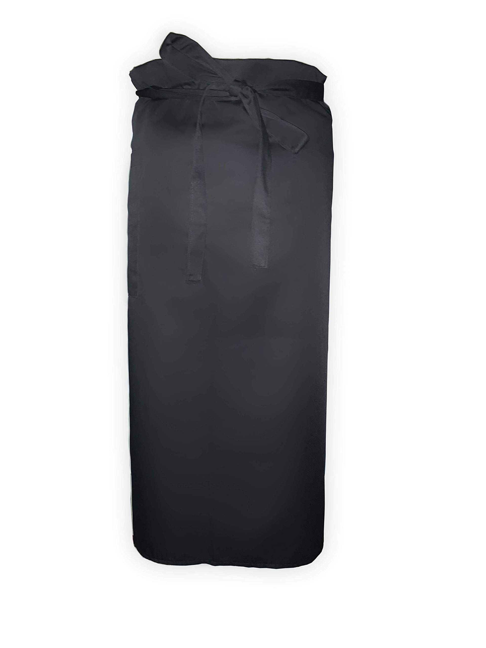 MVC Delantal/Mandil Francés Cocina, Cocinero/a, Camarero/a, Hostelería sin Peto de 100x80 cm,con bolsillo 22x25 cms de Poliéster, Unisex, Talla Única, Color Negro/Blanco, Fabricado en España