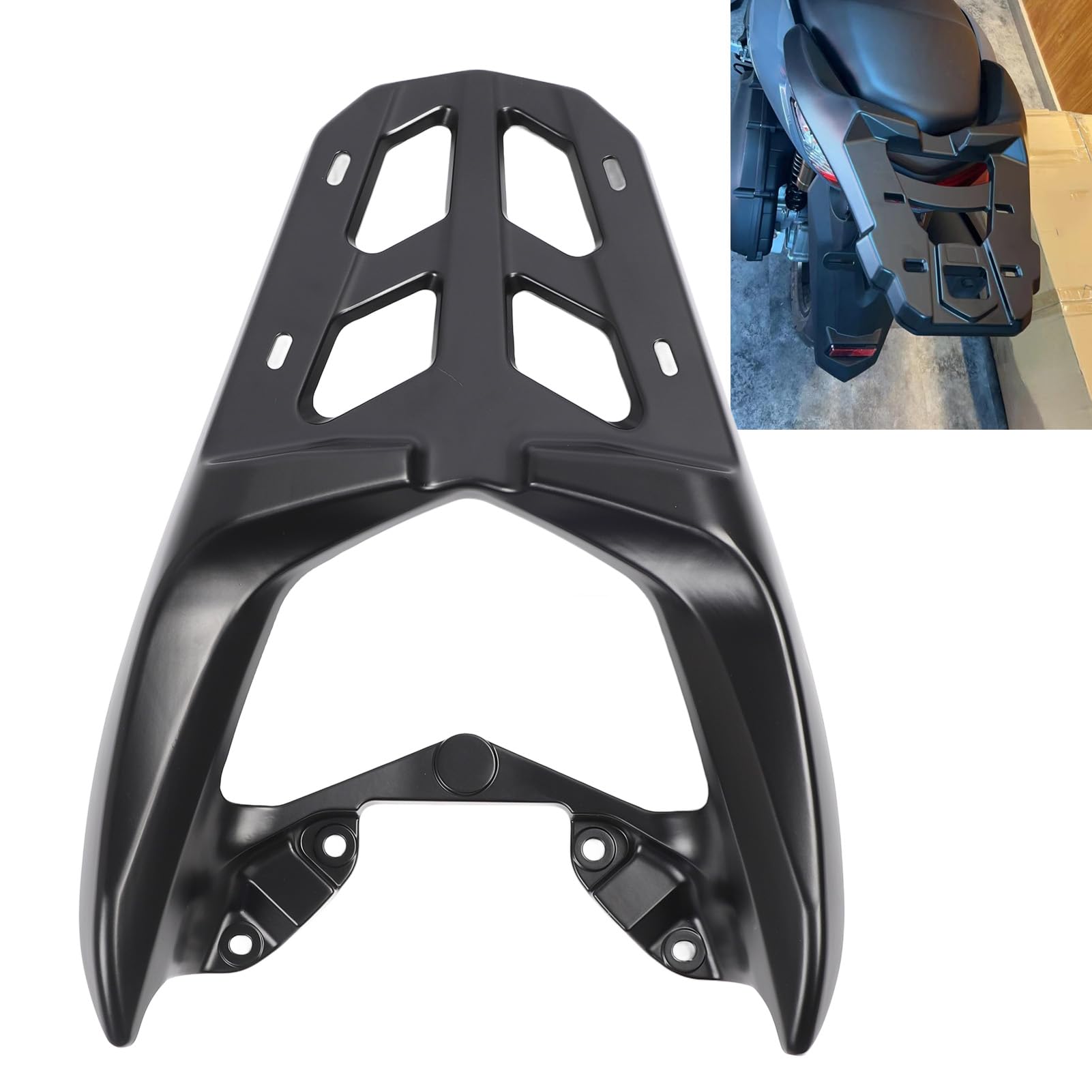 Portabagagli Posteriore Per Yamaha NMAX155/NMAX125 2020-2024 - In Lega Alluminio, Nero