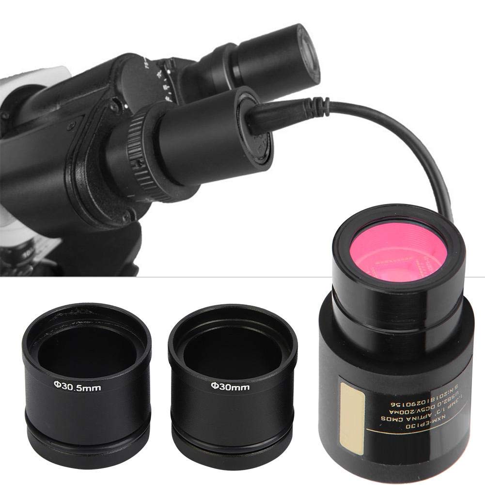Oculare elettronico per microscopio, oculare elettronico USB 2.0 da 1,3 MP con due anelli adattatori per microscopio 23,2 mm 30,0 mm 30,5 mm, plug and play