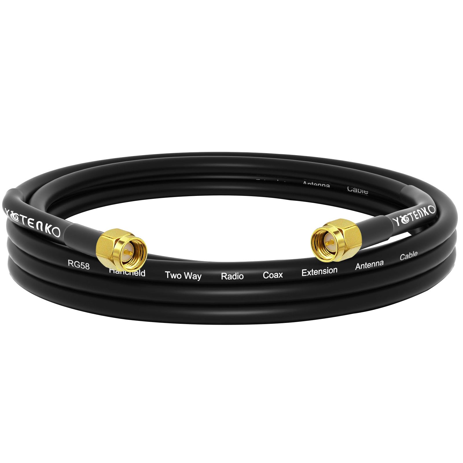 YOTENKO RG58 Coaxial Cable SMA Male to Male Cable 6FT, SMA Male Adapter Jumper Antenna Extension, 50 ohm Coax Low Loss for LAN RTL SDR Dongle ADS-B GPS Receiver