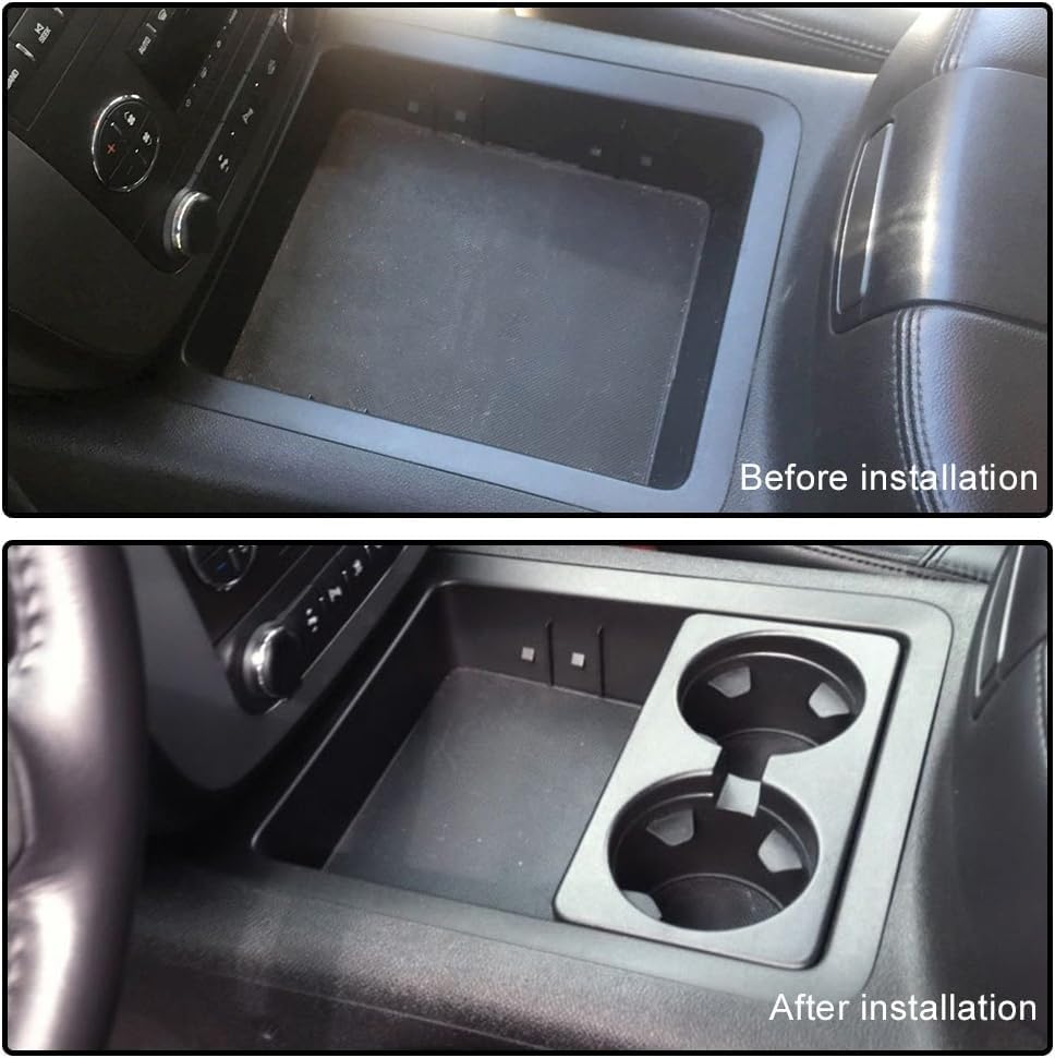 Miniatura 4 de PIT66 Dual Cup Holder Inserts 2pcs Compatible with Chevy Silverado Avalanche Suburban Sierra Yukon Escalade 2007 2008 2009 2010 2011 2012 2013 2014