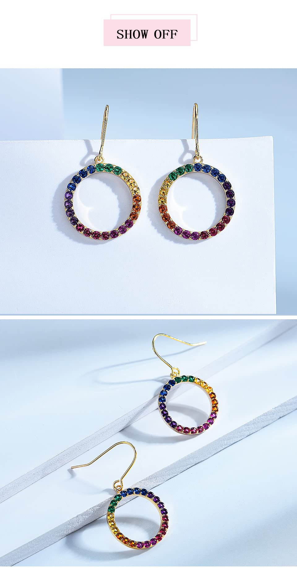 LOKILOKI Orecchini in Argento Sterling Massiccio Genuino 925 Orecchini Colorati Moda Festa per Le Donne Regali di Compleanno Gioielleria Raffinata