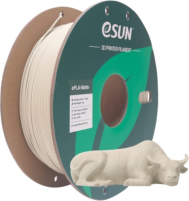 eSUN Upgraded Matte PLA Filament 1.75mm, Matte PLA 3D Printer Filament, Shine-Free Color, Frosted Texture, 1KG Spool (2.2 LBS) 3D Printing Filament for 3D Printers, Matte Light Khaki